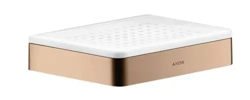 Seifenschale mit transparentem oberen Teil und polierter roter Goldfarbe an den Seiten. Das Produkt ist von der Marke AXOR.